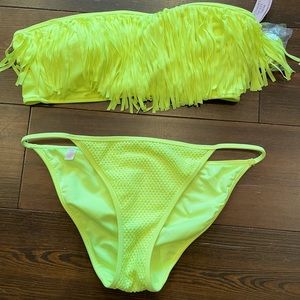 Victoria’s Secret Yellow Fringe Bandeau Bikini Set